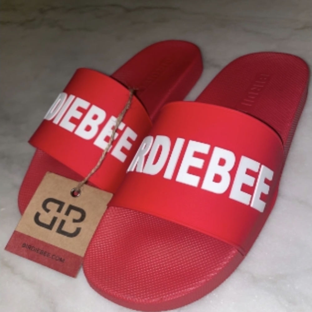 NIB BIRDIEBEE Red Double BB Slide Sandals Size 7 Womens